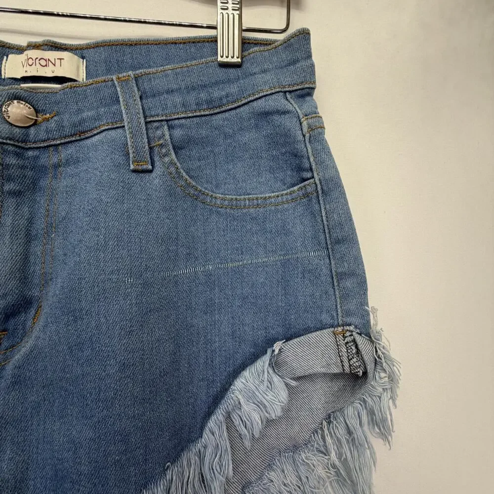 Vibrant‎ MIU Shorts Juniors Size Large Blue Denim Stretch High Rise S1298